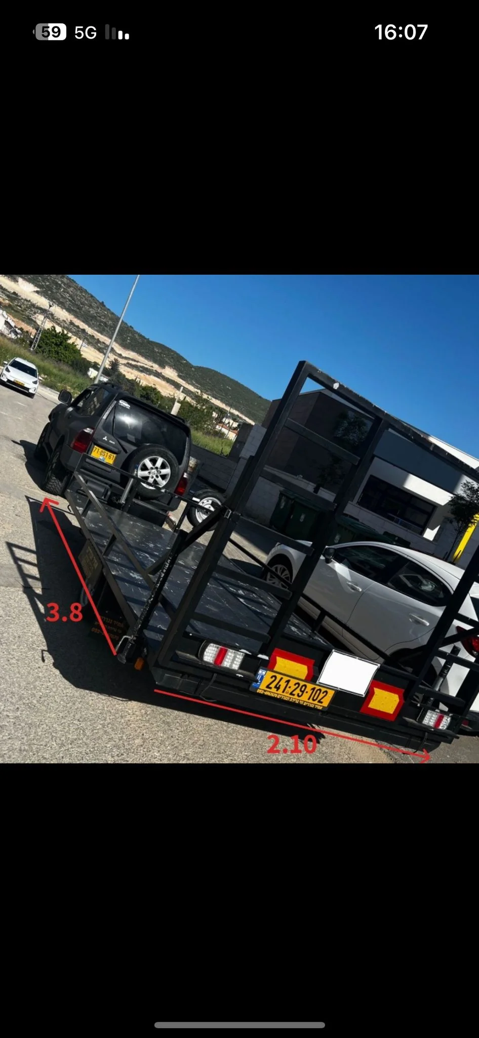 השכרת נגרר פתוח 3.8×2.1